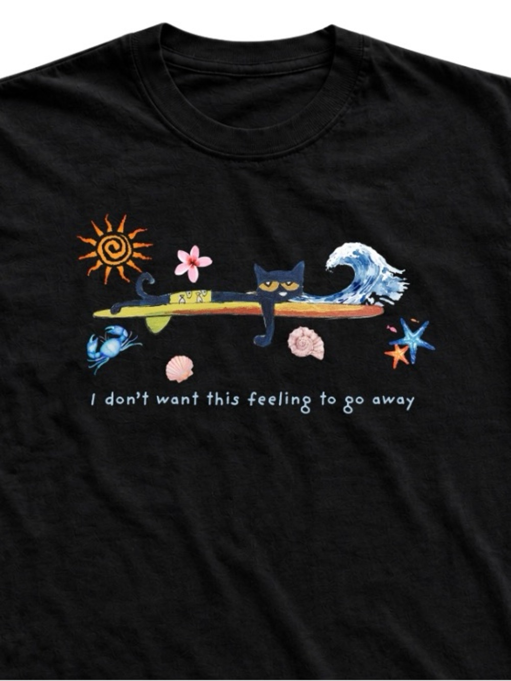 Gildan Black Surf Cat Graphic Tee - Picture 2 of 2